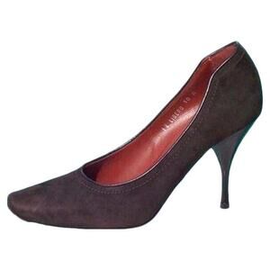 Donald Pliner Couture Suede Leather Shoe New Pump Espresso Brown $255 NIB
